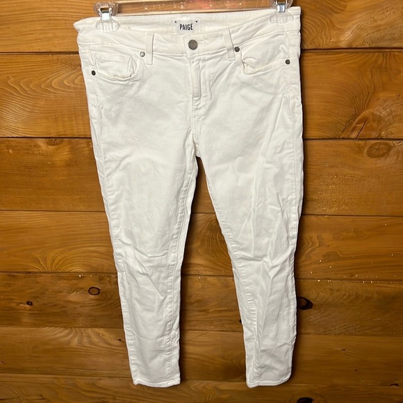 Paige women's‎ white jeans 30 Low Rise Verdugo Ankle pockets stretch boho summer - Picture 1 of 8